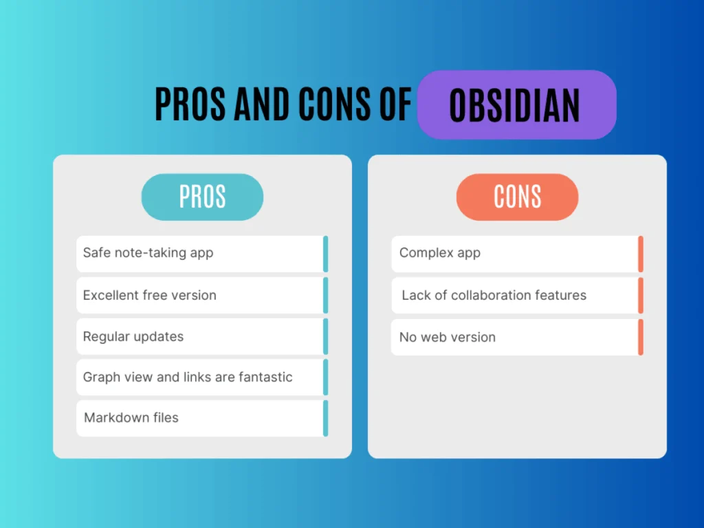 Pros and cons of Obsidian