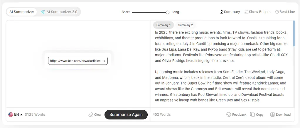AI summarizer features 