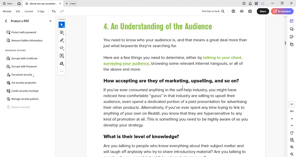 Adobe Acrobat PDF encrypt and share