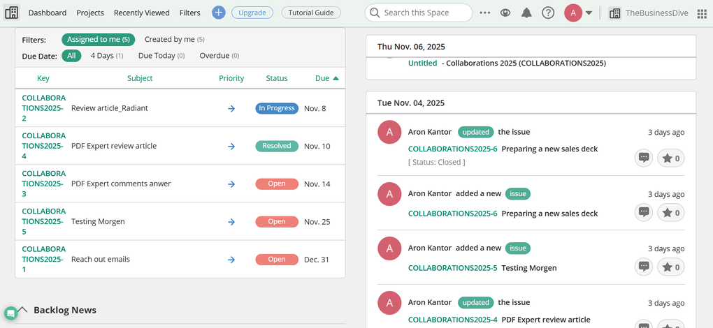 Backlog's key features