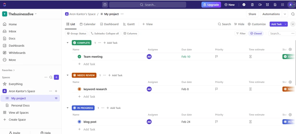 ClickUp is a great Notion alternative