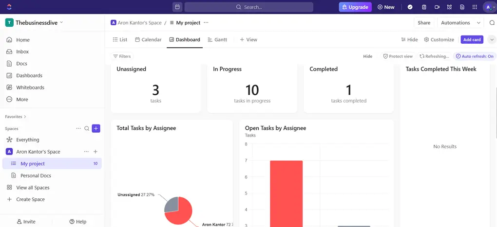 ClickUp user interface (a great Notion alternative) 