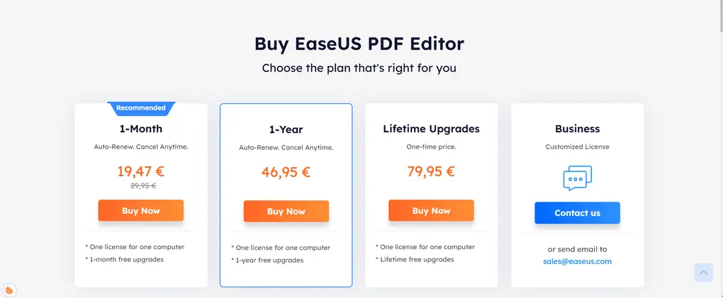 EaseUS PDF pricing