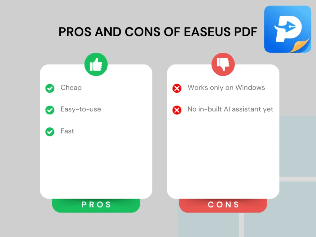 EaseUS PDF pros and cons