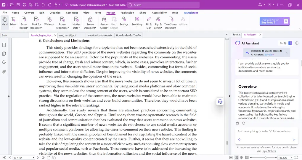 Foxit AI assistant feature