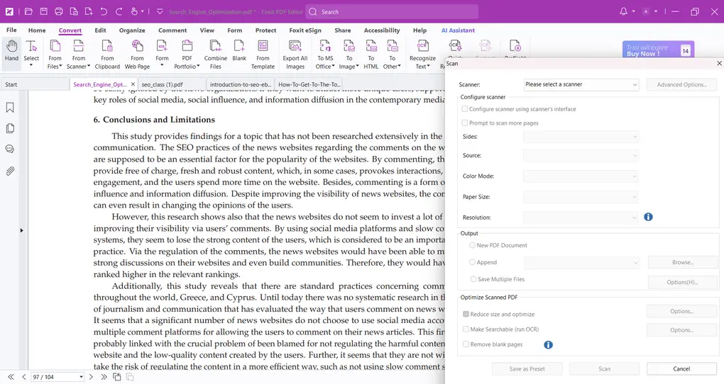Foxit converting PDFs