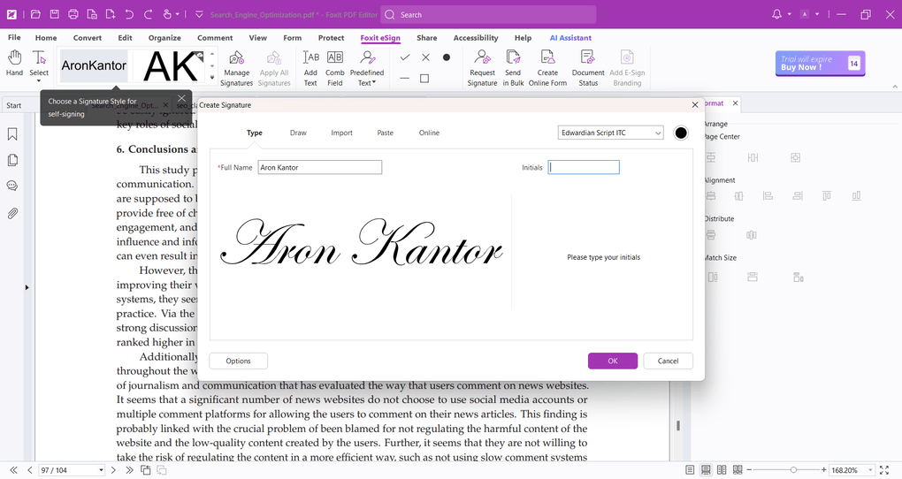 Foxit signature tool