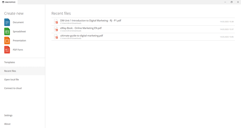 Onlyoffice pdf editor user interface