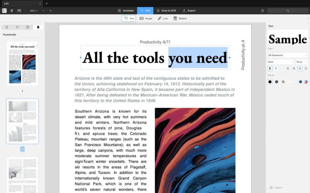 PDF Expert - PDF editing features
