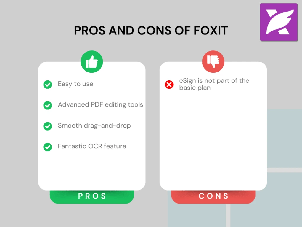 Pros and cons of Foxit