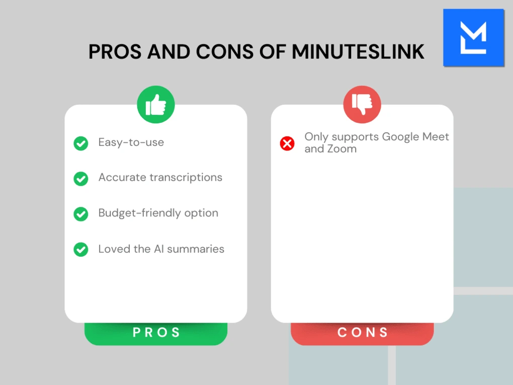 Pros and cons of MinutesLink