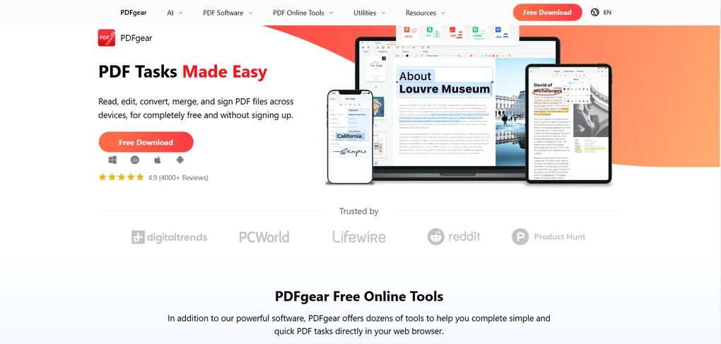 best free PDF editor PDFgear