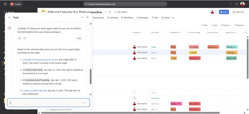 Asana intelligence tool