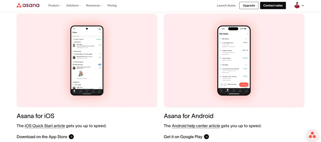 Asana's mobile apps