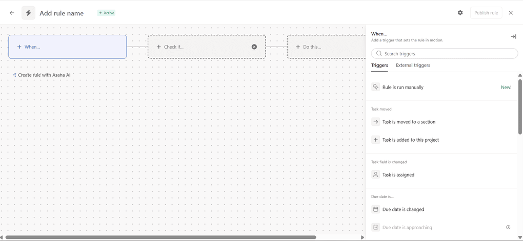 Asana's workflow builder
