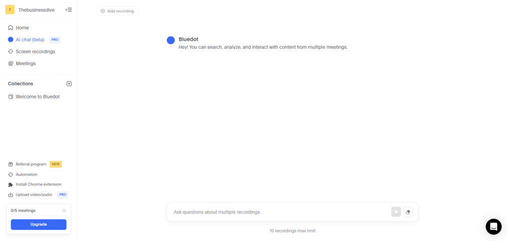 Bluedot user interface