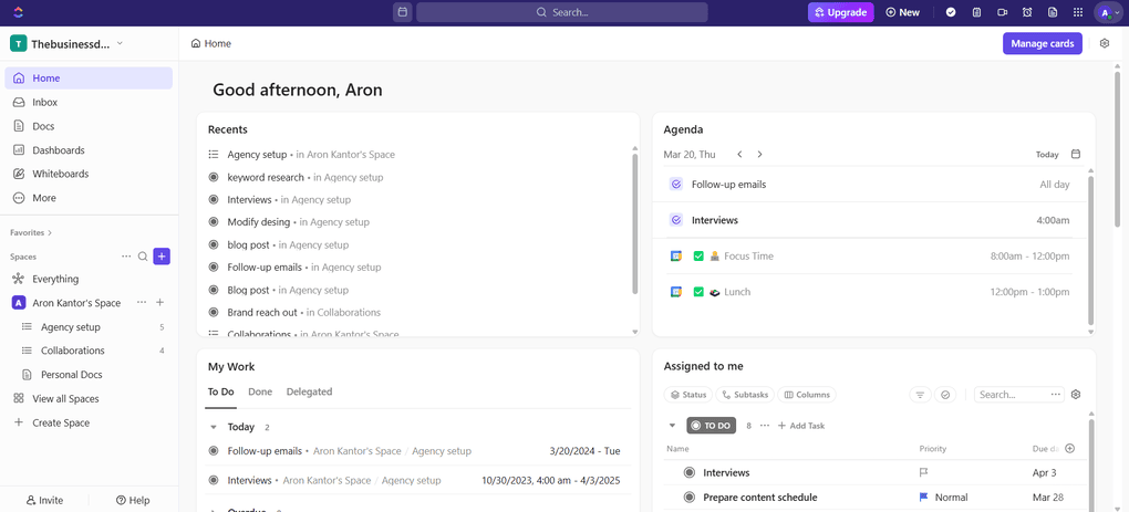 ClickUp project management software features