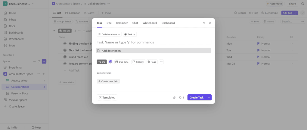 ClickUp task management tools