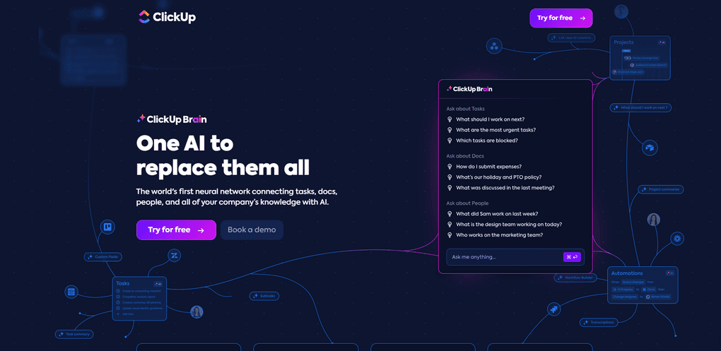 ClickUp's AI tool (ClickUp Brain)
