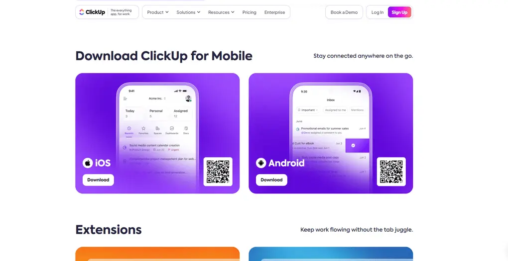 ClickUp's mobile app