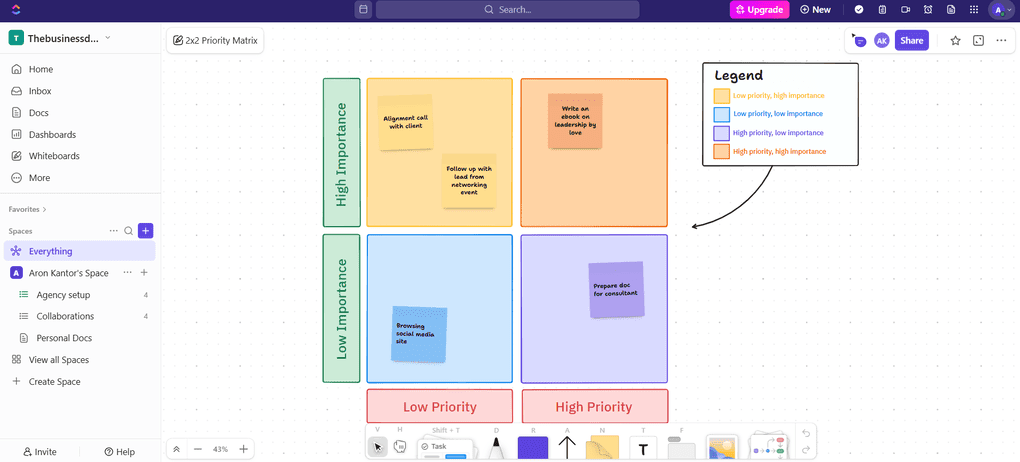 Clickup collaboration features - whiteboards