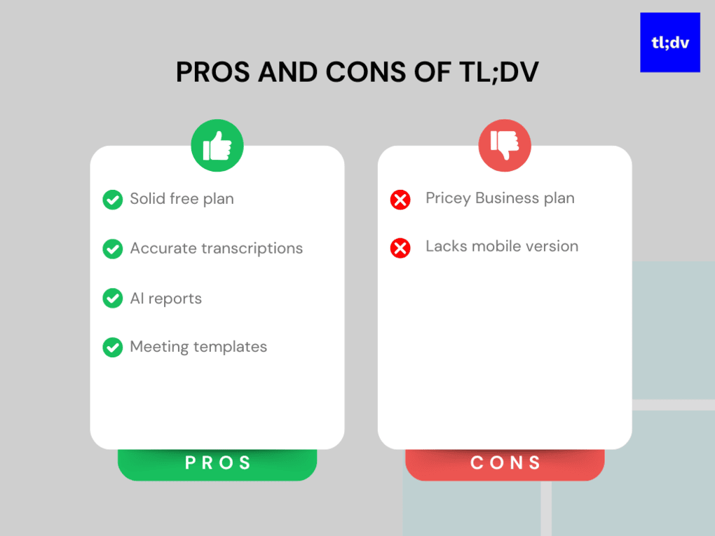 Tl;dv's pros and cons