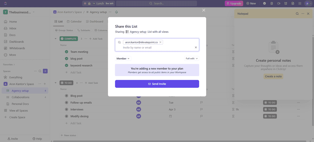 clickup permissions for team members