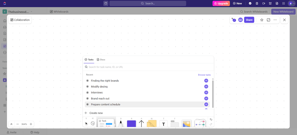 clickup whiteboard tool for remote teams