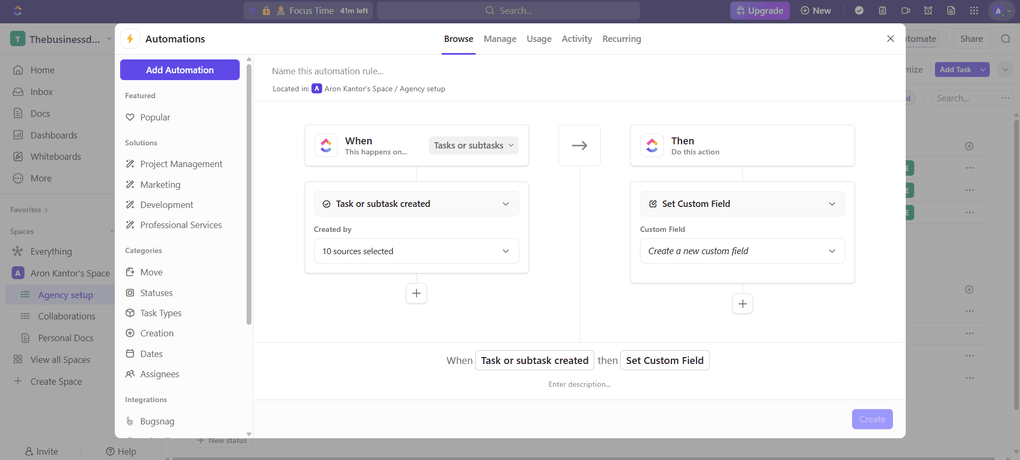 clickup's automation tool