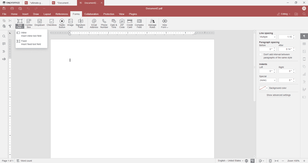 onlyoffice PDF forms