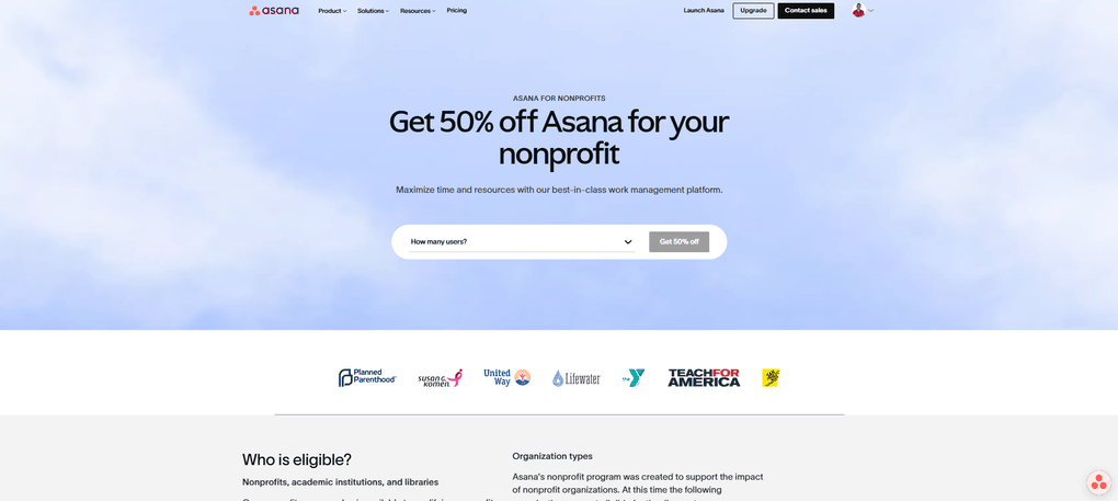 Asana is willing to offer eligible nonprofit organizations a discount