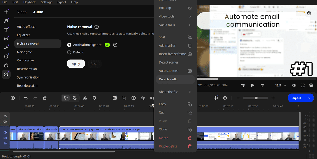 Movavi audio editing features