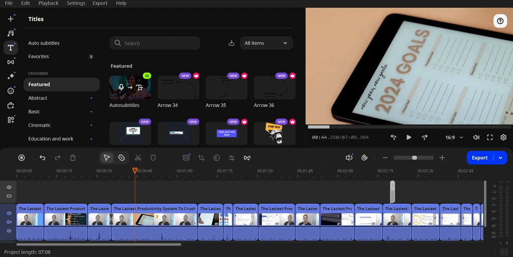 Movavi titles feature