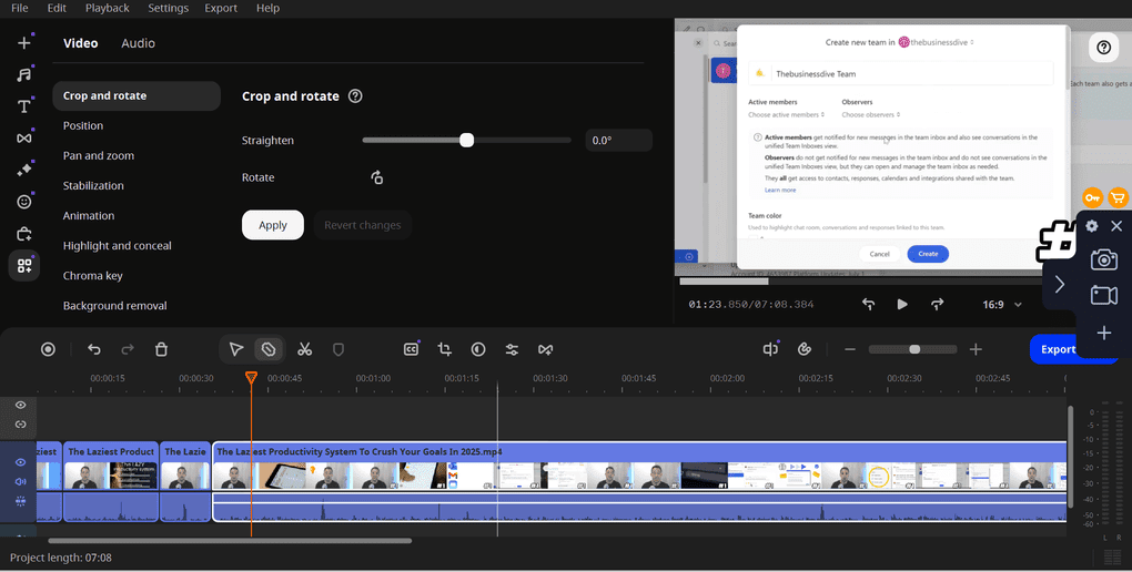 Movavi video editor tools