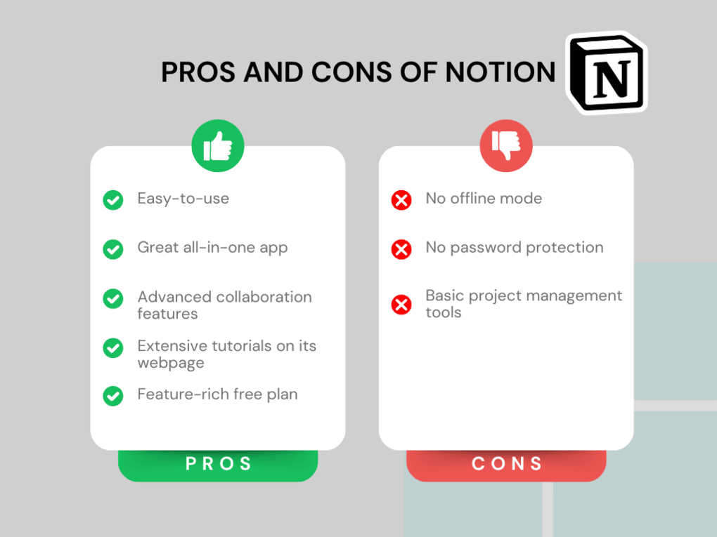 Notion pros and cons (Notion vs ClickUp)