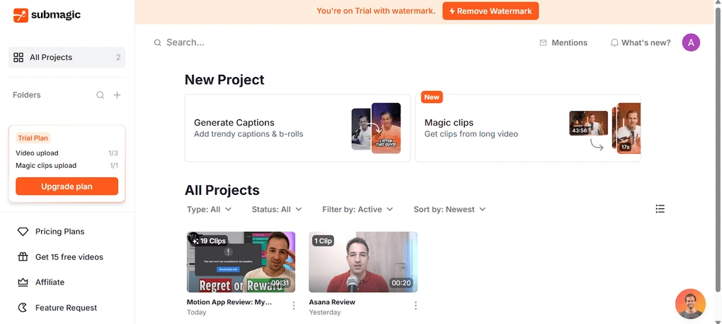 Submagic AI-powered captions and transcription