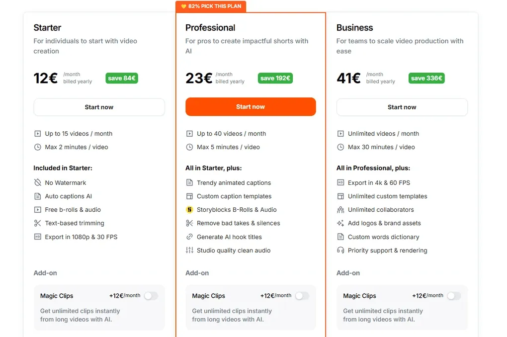 Submagic pricing plans