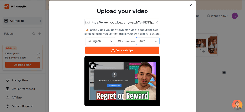the upload speed depends on the video length