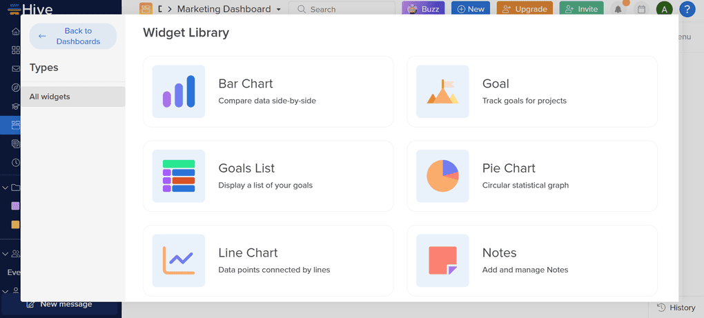 Hive dashboard feature
