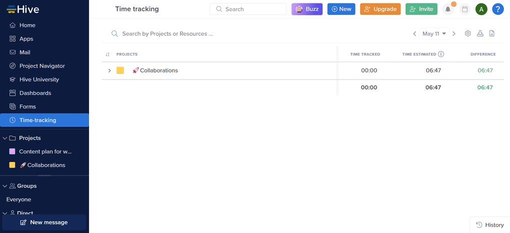 Hive time tracking tools