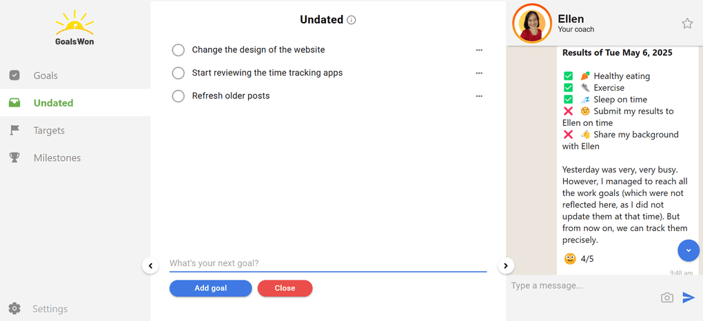 I discovered during my GoalsWon review that it helps to manage tasks