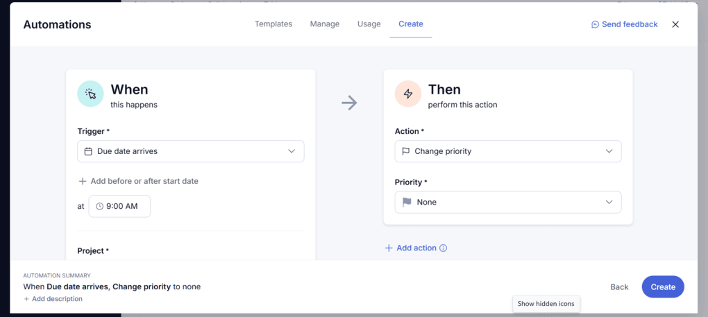 I tried the automations during my Teamwork.com review