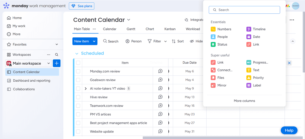 Monday.com helps in keeping track of tasks