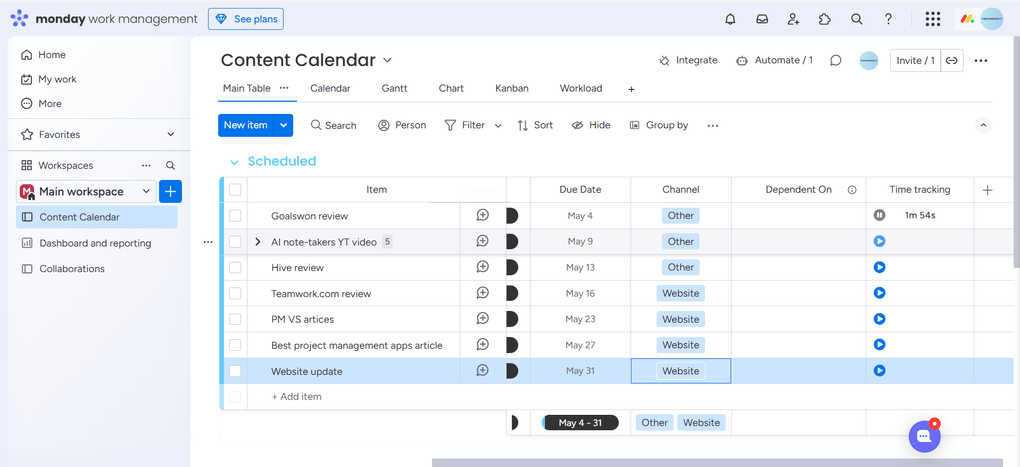 Monday.com time tracking tools