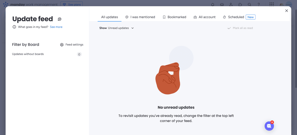 Monday.com update feed