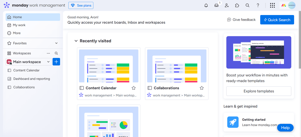 Monday.com's home page