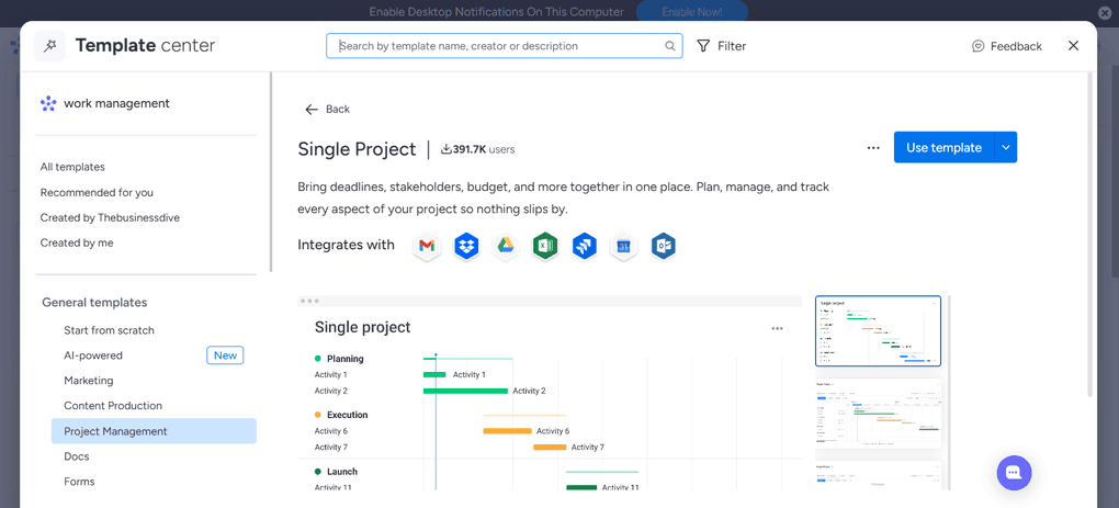 Monday.com's templates