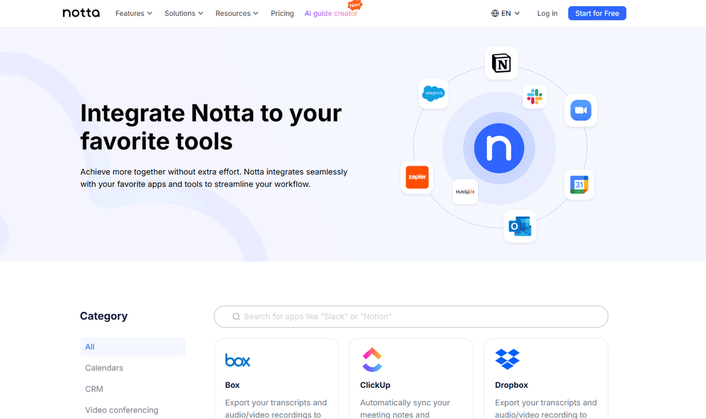 Notta's integrations