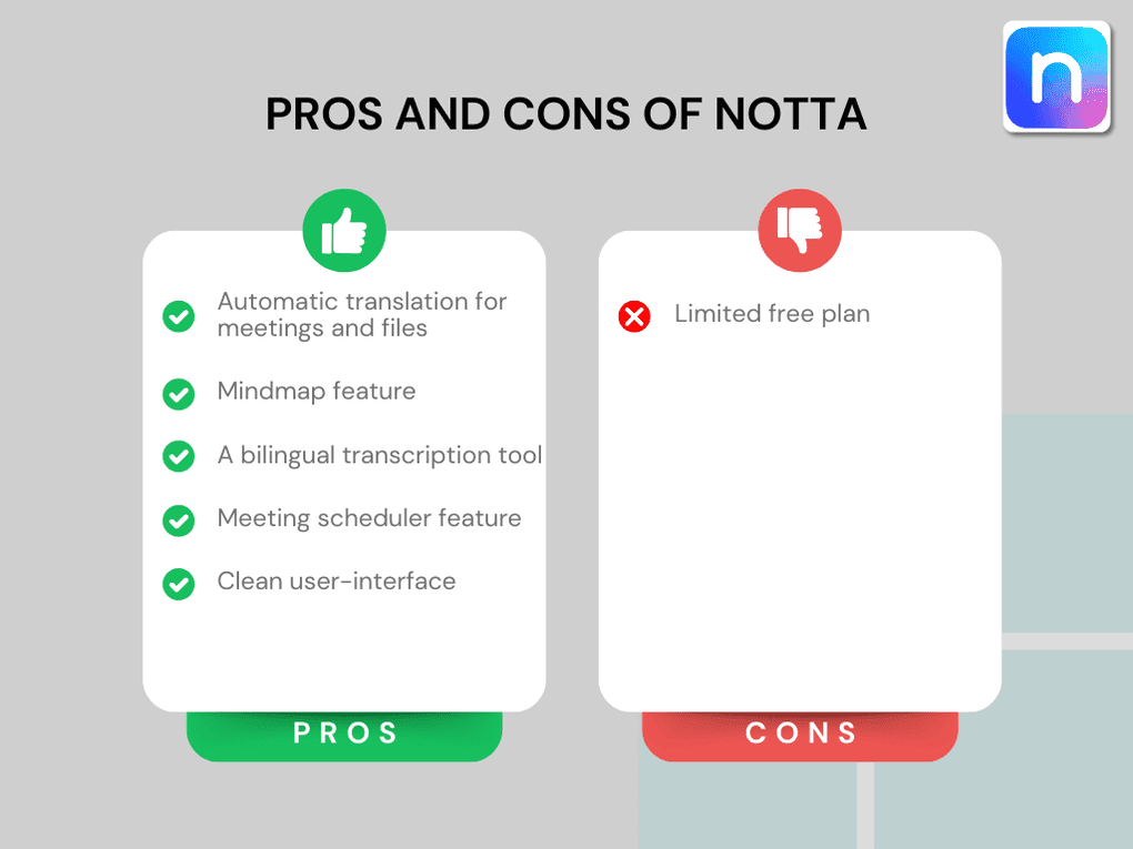 Pros and cons I found during my Notta review