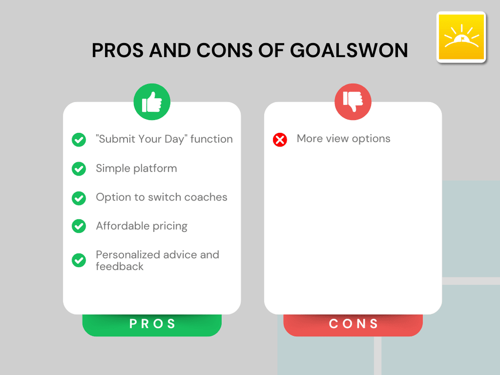Pros and cons of GoalsWon